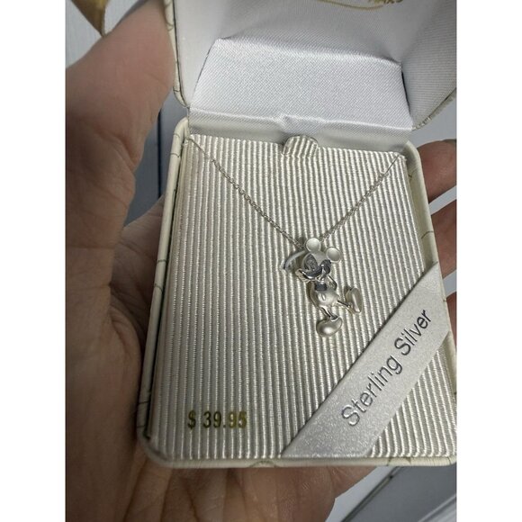 Mickey Mouse .925 Sterling Silver Necklace Disney Park Authentic Gift Boxed✿ - Picture 2 of 3